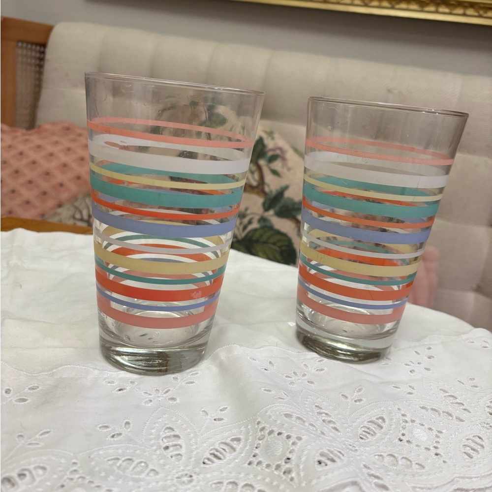 Fiestaware pastel striped coordinates by Homer Laughlin set 2